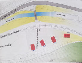 Map of the four cabins at Coal Camp Lodging which serves the entire Hatfield McCoy Trail System